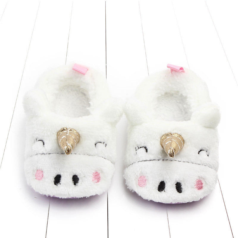 UNICORN FACE SLIP-ON BOOTIES - WHITE