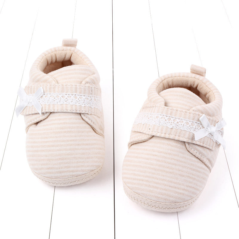 STRIPES DETAILED KNOT APPLIQUE BOOTIES - BEIGE