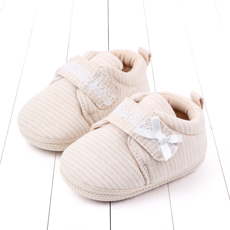 STRIPES DETAILED KNOT APPLIQUE BOOTIES - BEIGE