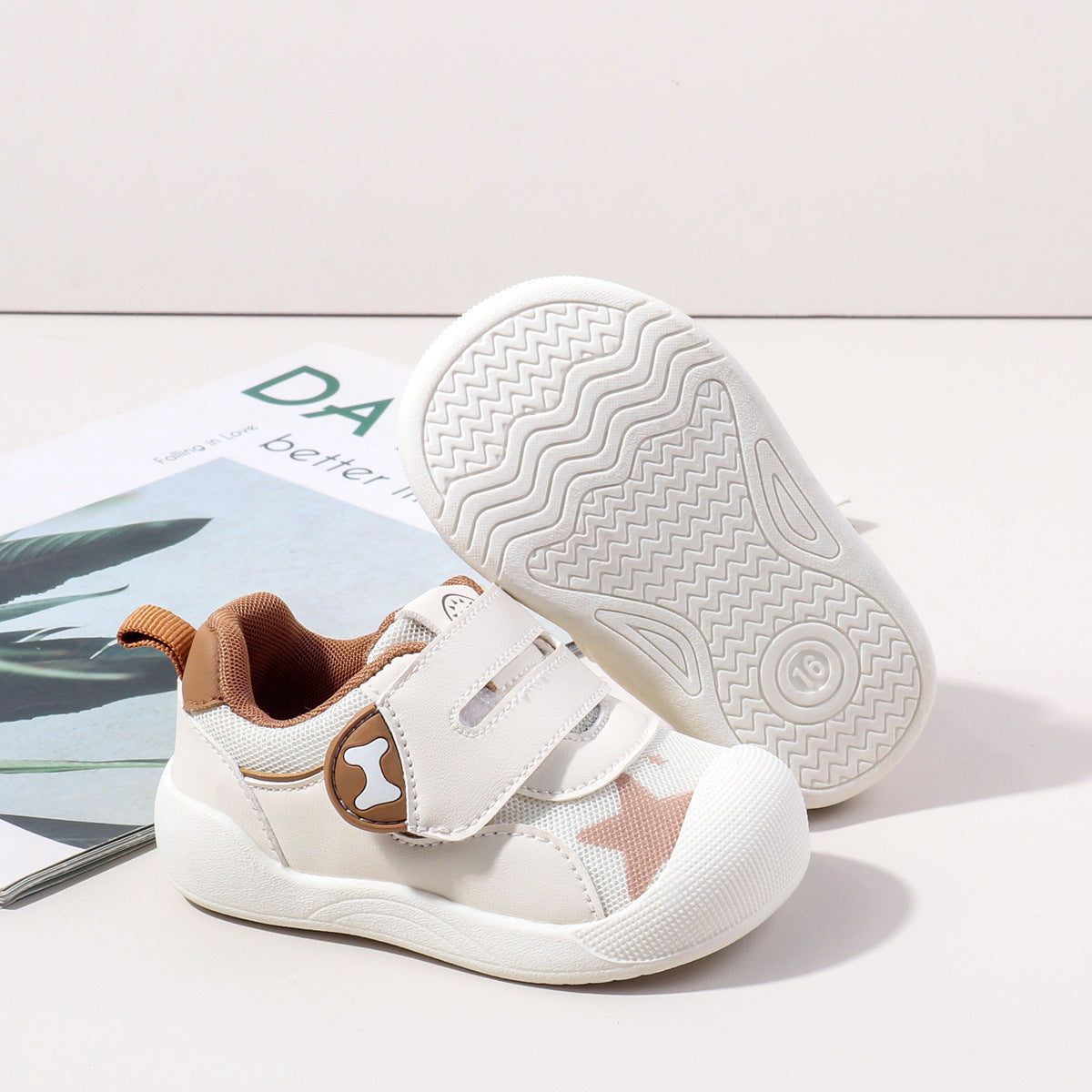 PUPPY PRINT PREWALKER SHOES - BROWN