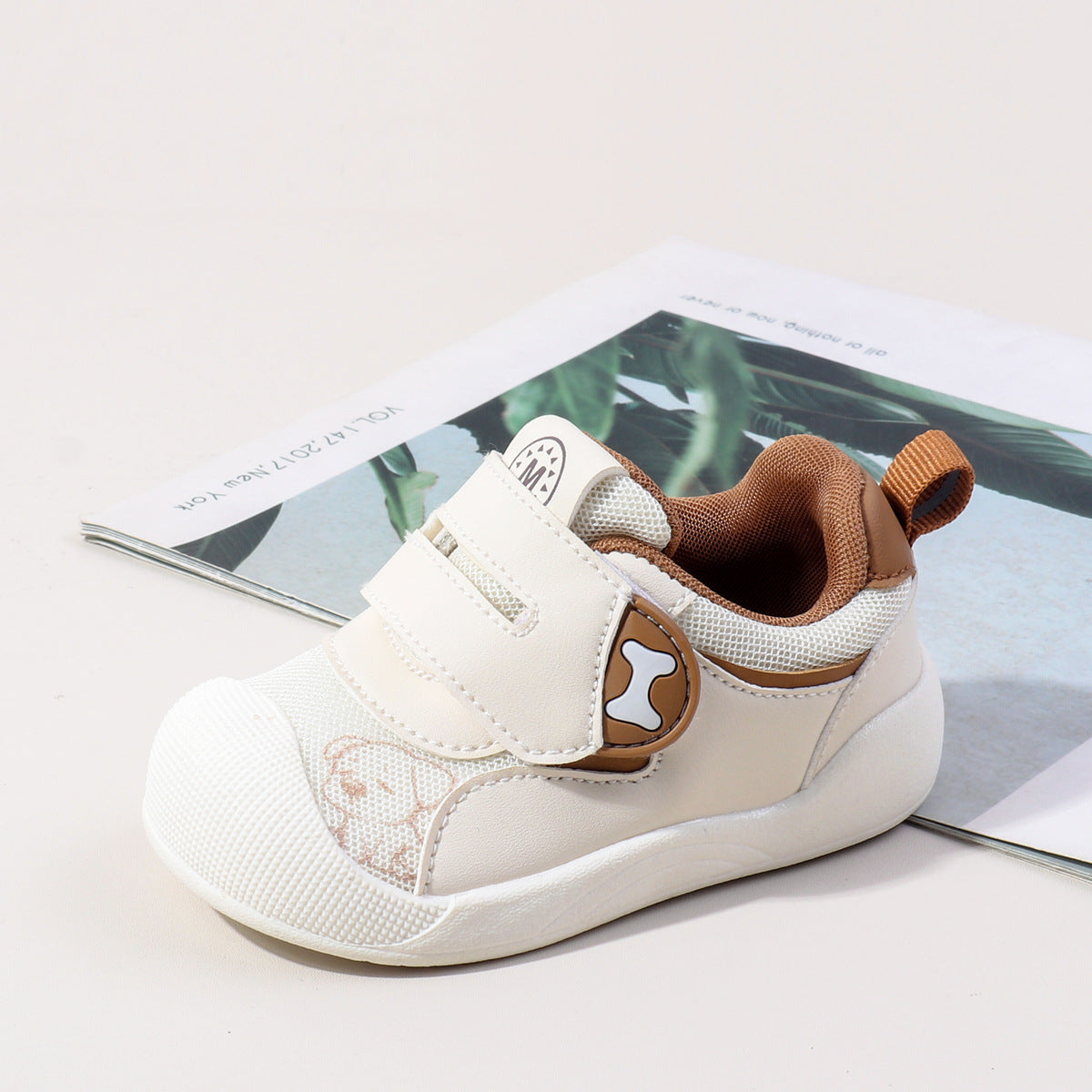 PUPPY PRINT PREWALKER SHOES - BROWN