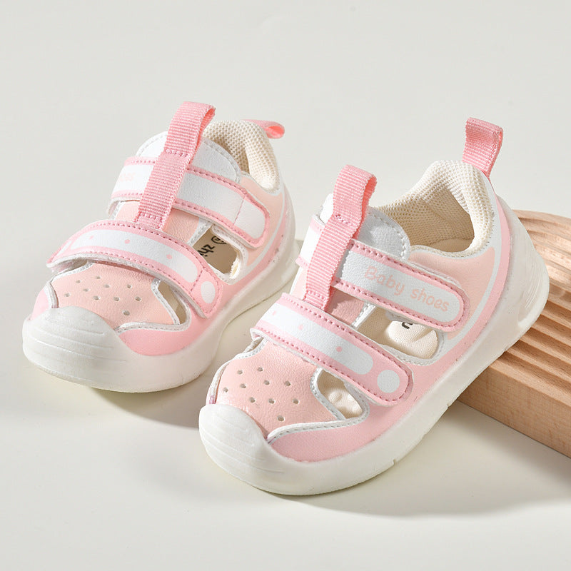 POLKA DOTS PRINTED SANDAL STYLE PREWALKER SHOES - LIGHT PINK