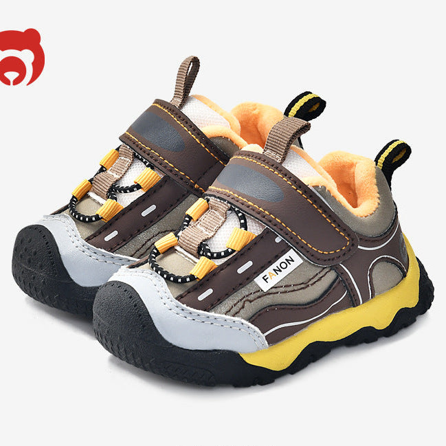 COLOR BLOCK PREWALKER SHOES - BROWN