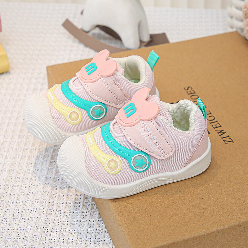 BUNNY EARS APPLIQUE PREWALKER SHOES - LIGHT PINK