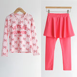 BOW PRINTED SKIRT STYLE 2 PIECE SWIMSUIT - PINK