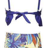 CRISS-CROSS LEAVES PRINTED 2 PIECE SWIMSUIT - GREEN