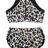 LITTLE LEOPARD SPLASH 2 PIECE SWIMSUIT - BLACK
