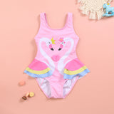 SLEEVELESS FLAMINGO PRINT RUFFLED V CUT SWIMSUIT - LIGHT PINK
