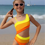ONE SHOULDER SIDE CUT SWIMSUIT - ORANGE