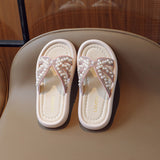 BEADS & PEARL APPLIQUE FLIP-FLOP - PINK
