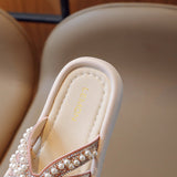 BEADS & PEARL APPLIQUE FLIP-FLOP - PINK