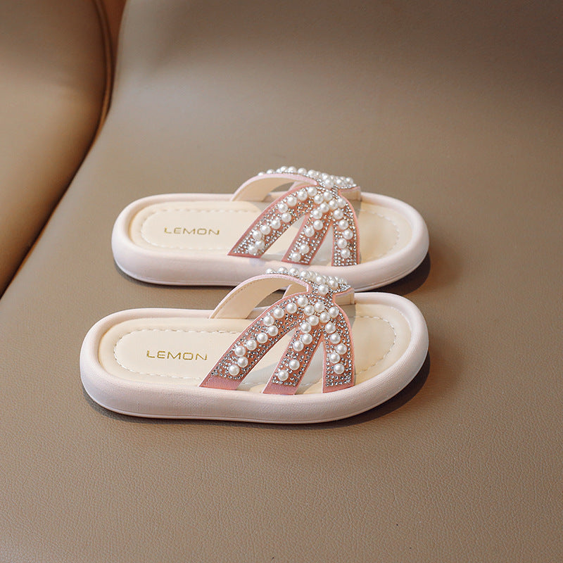 BEADS & PEARL APPLIQUE FLIP-FLOP - PINK