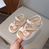 BOW DETAILED PEARL APPLIQUE SANDAL - PINK