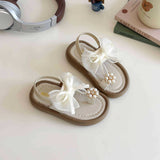 PEARL & BOW APPLIQUE BACK ELASTIC SANDAL - WHITE