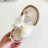 PEARL & BOW APPLIQUE BACK ELASTIC SANDAL - WHITE