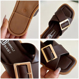 CRISS-CROSS BUCKLE APPLIQUE FLIP-FLOP - BLACK