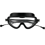 BIG FRAME SWIMMING GOGGLES WITH ATTACHED EARPLUG - BLACK