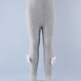 Frill Bow Applique Footed Leggings - Grey