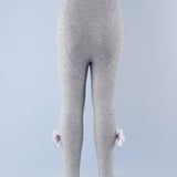 Frill Bow Applique Footed Leggings - Grey