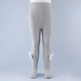 Frill Bow Applique Footed Leggings - Grey