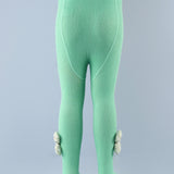 Flower Applique Footed Leggings - Green