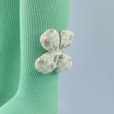 Flower Applique Footed Leggings - Green