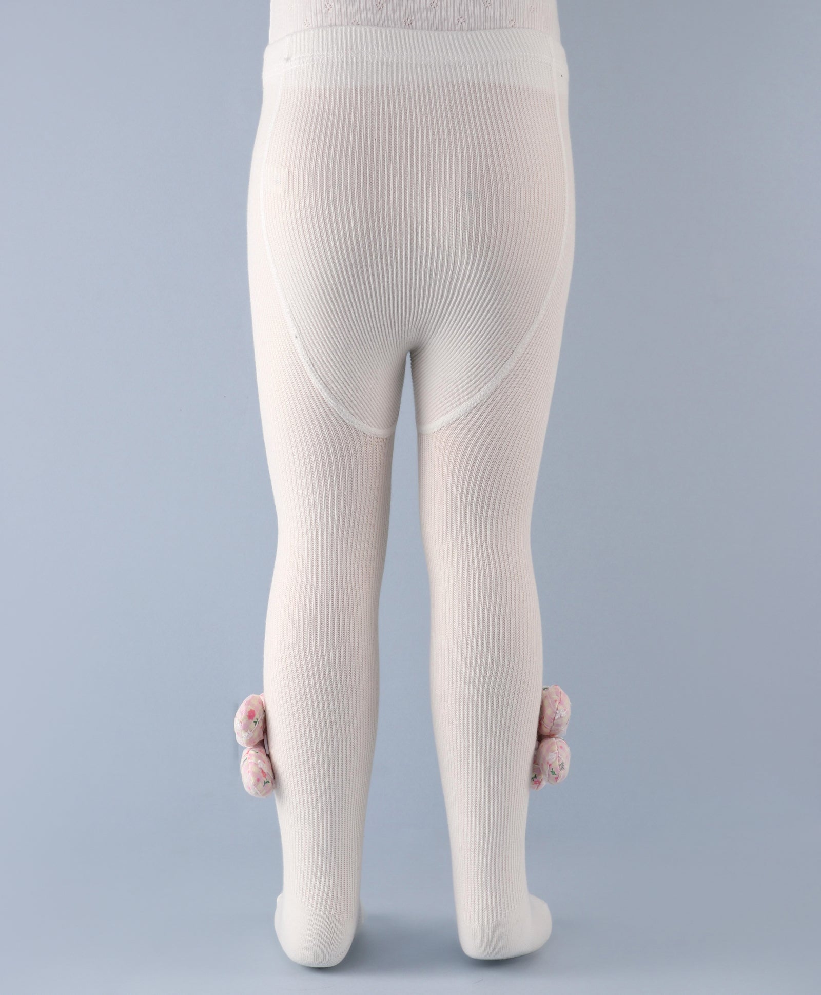 Flower Applique Footed Leggings - White