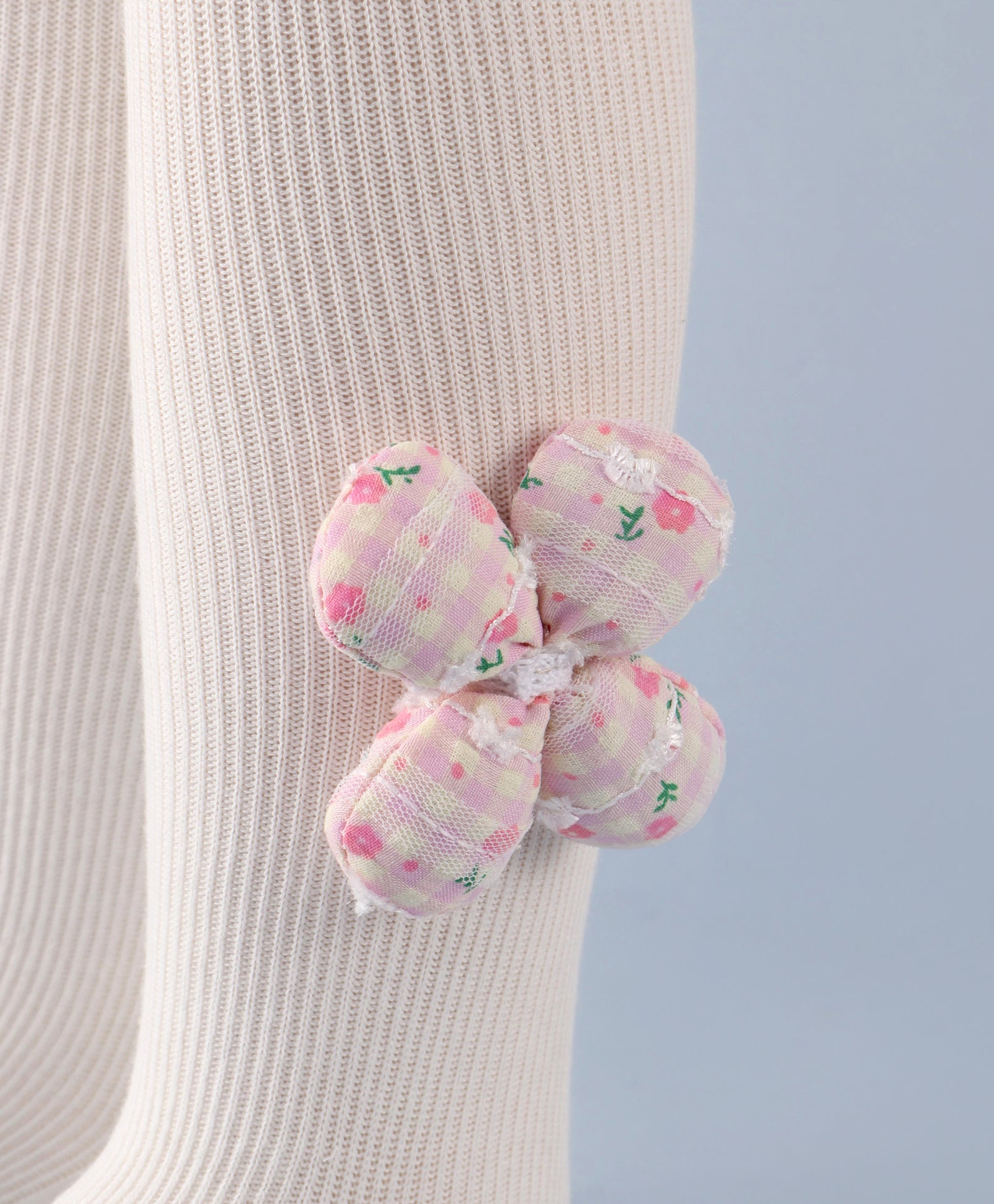 Flower Applique Footed Leggings - White