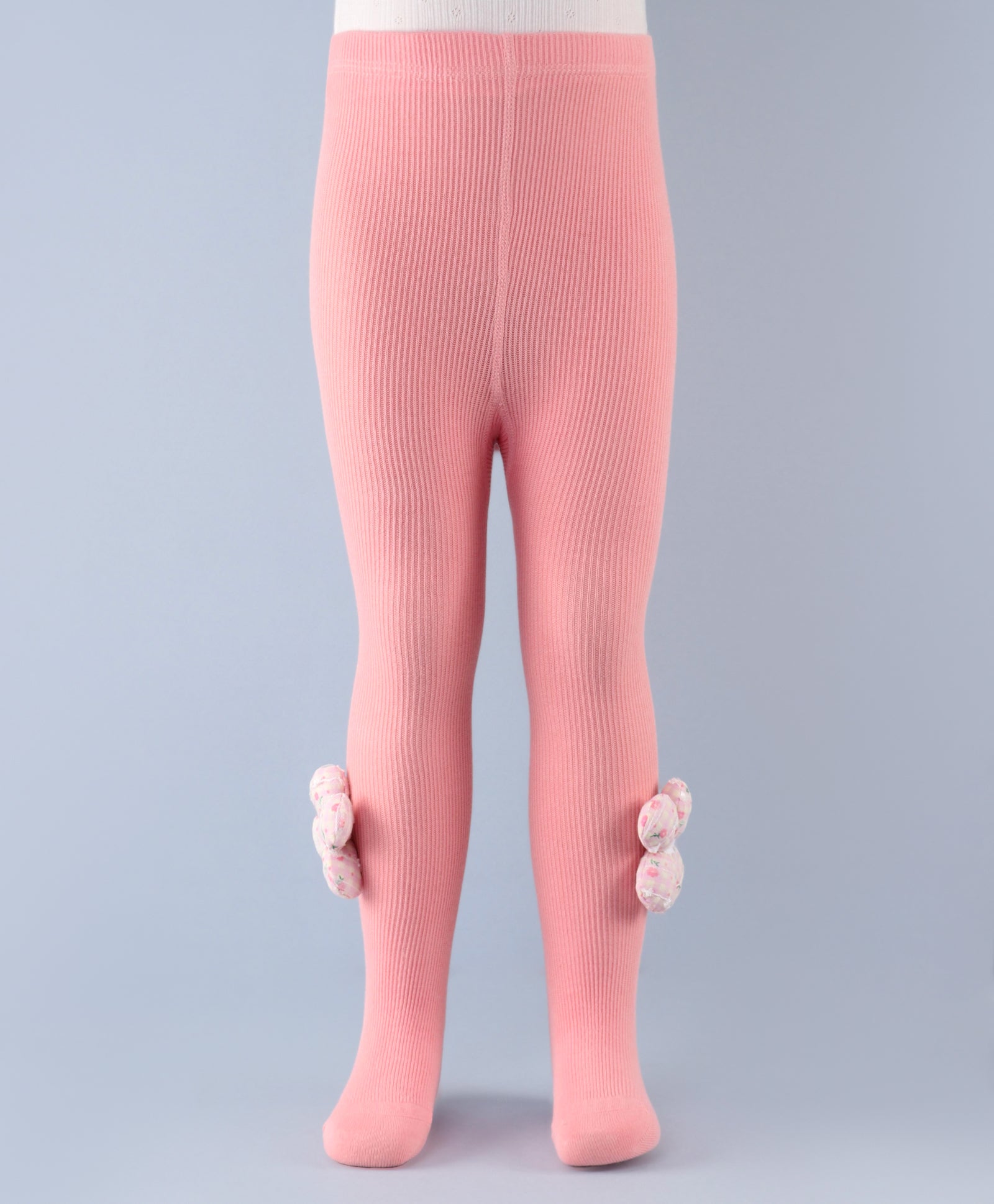 Flower Applique Footed Leggings - Light Pink