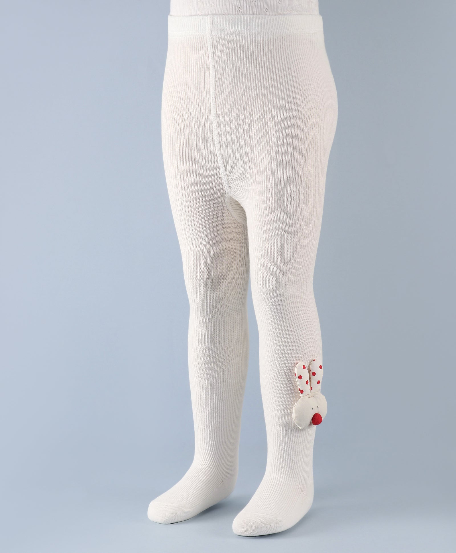 Bunny Applique Footed Leggings - White
