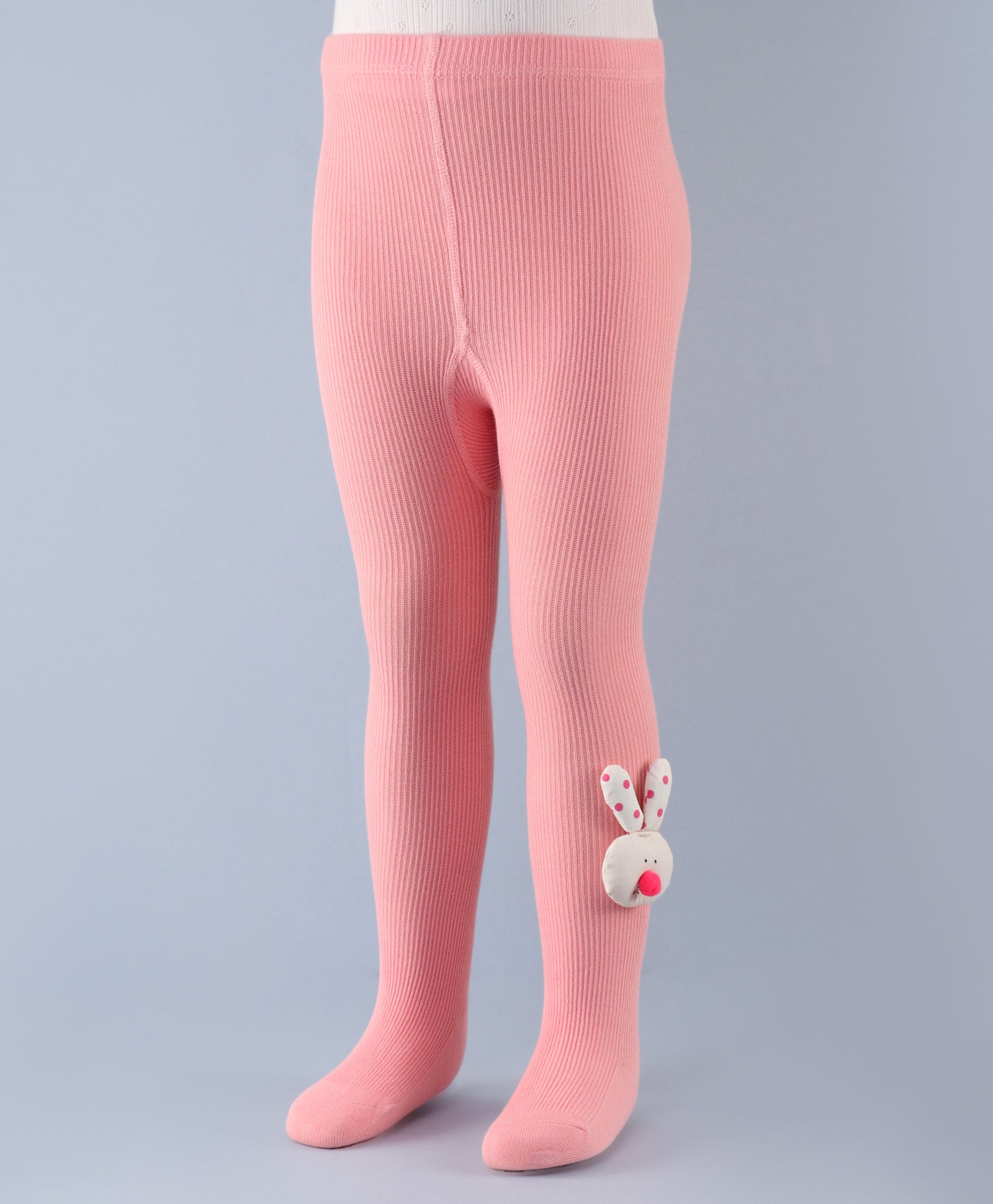 Bunny Applique Footed Leggings - Light Pink