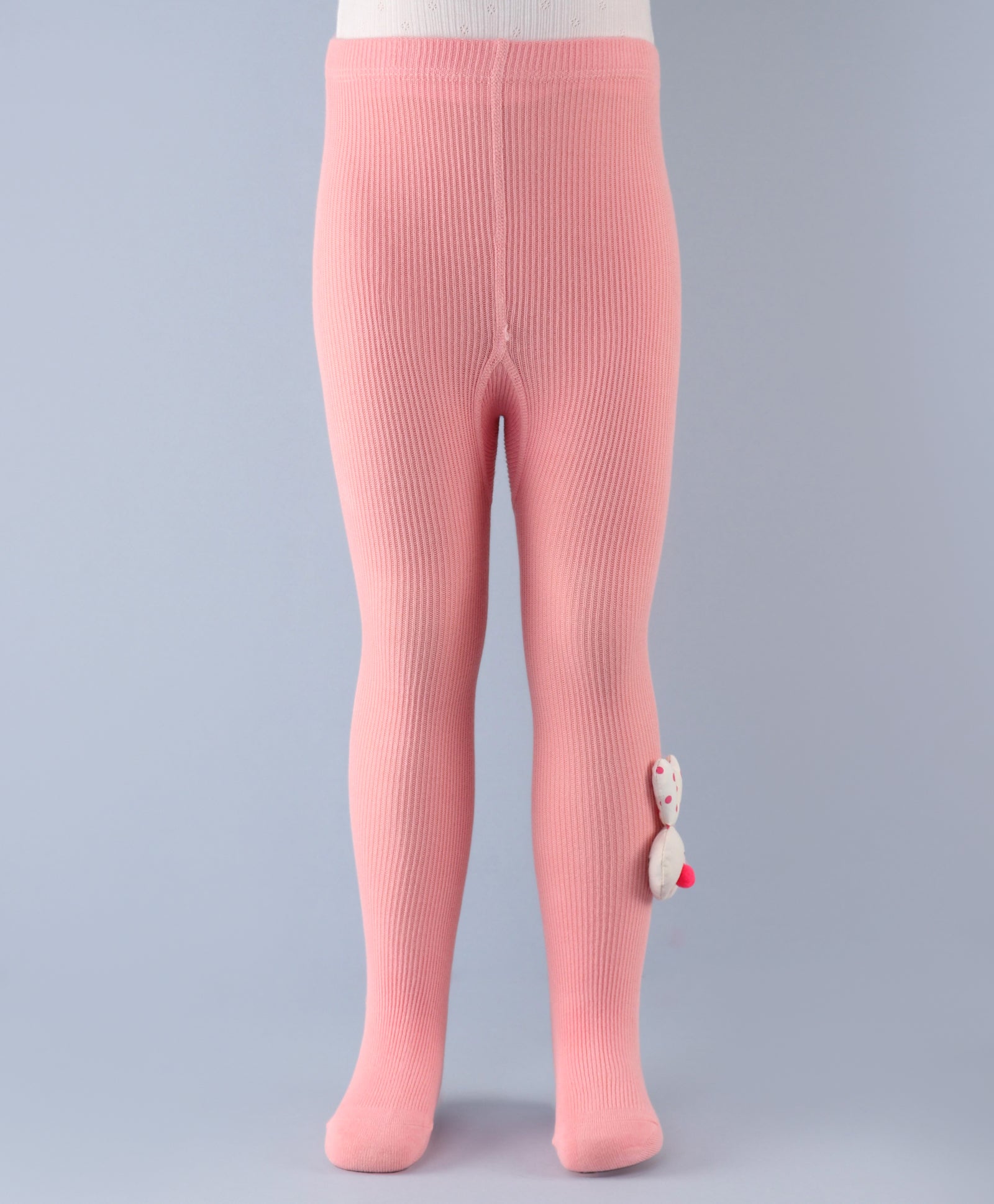 Bunny Applique Footed Leggings - Light Pink