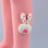 Bunny Applique Footed Leggings - Light Pink