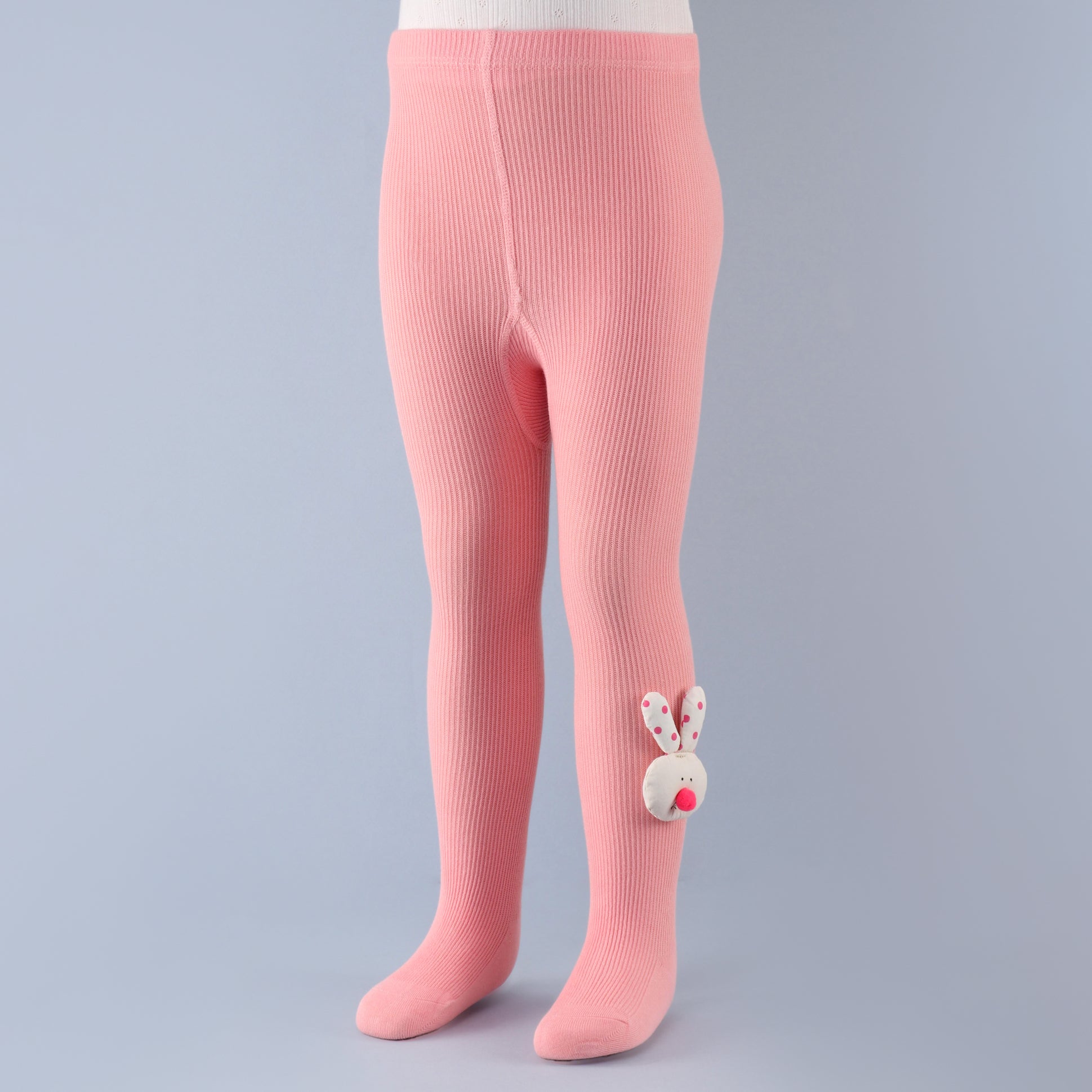 Bunny Applique Footed Leggings - Light Pink