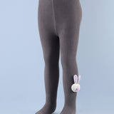 Bunny Applique Footed Leggings - Dark Grey