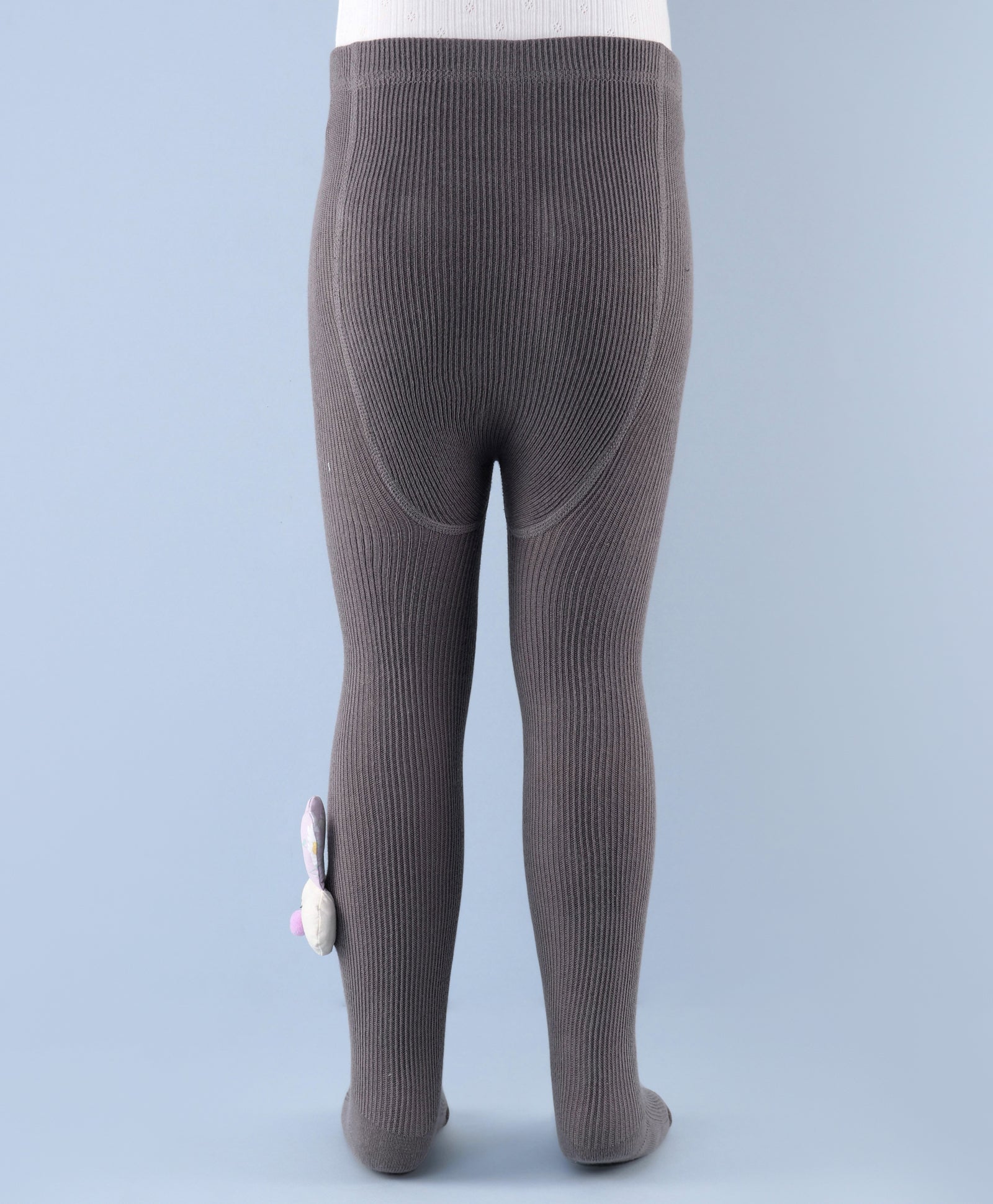 Bunny Applique Footed Leggings - Dark Grey