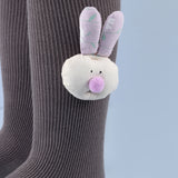 Bunny Applique Footed Leggings - Dark Grey