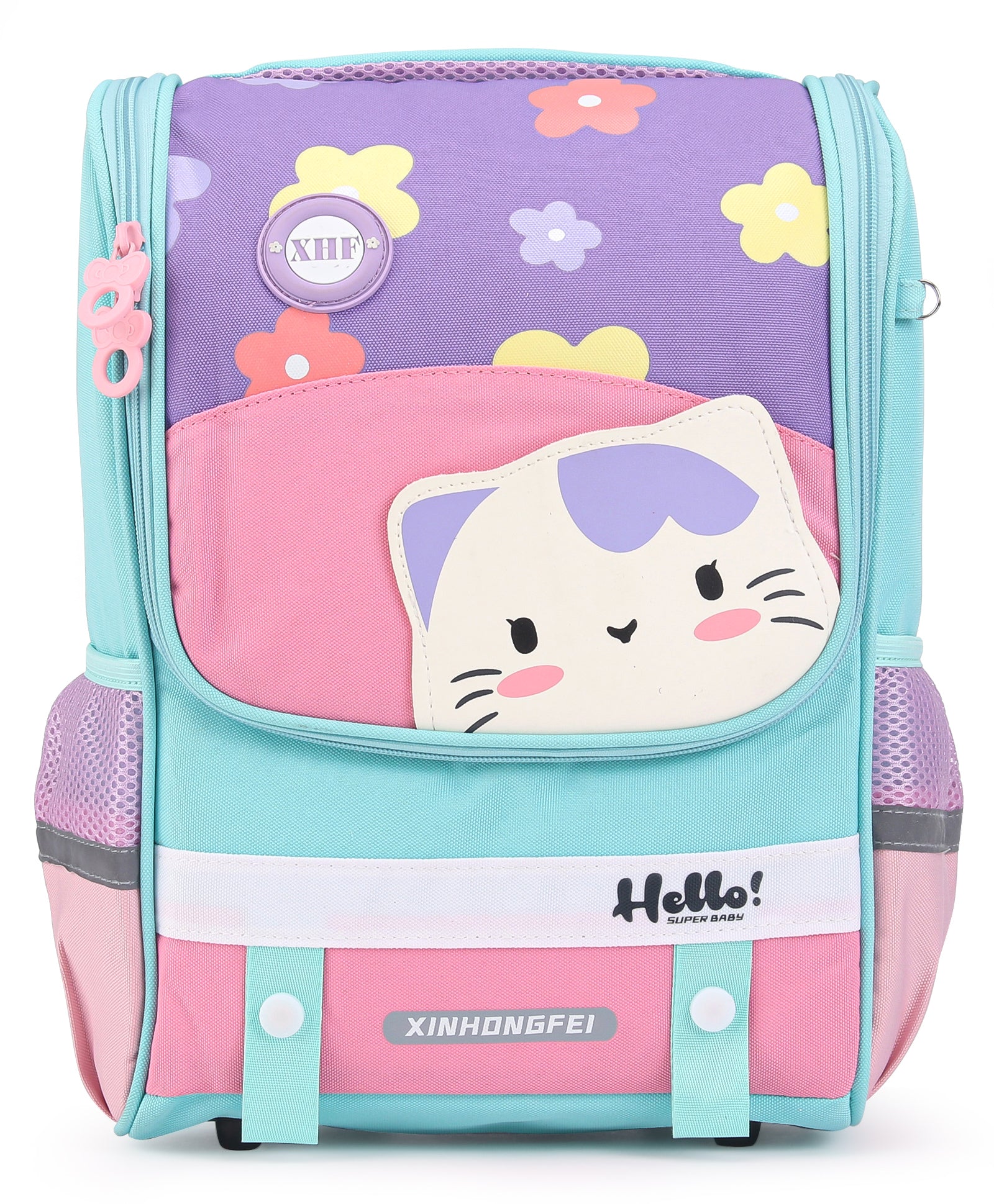 Cat Print Backpack - Sea Green