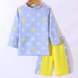 STARS PRINT 2 PIECE SWIM SUIT WITH CAP - YELLOW
