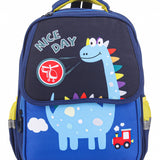 Dino Print Backpack - Navy & Yellow