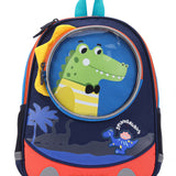 Crocodile Design Front Pocket Backpack - Navy