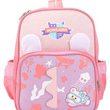 Aqua Print Double Pocket Backpack - Pink
