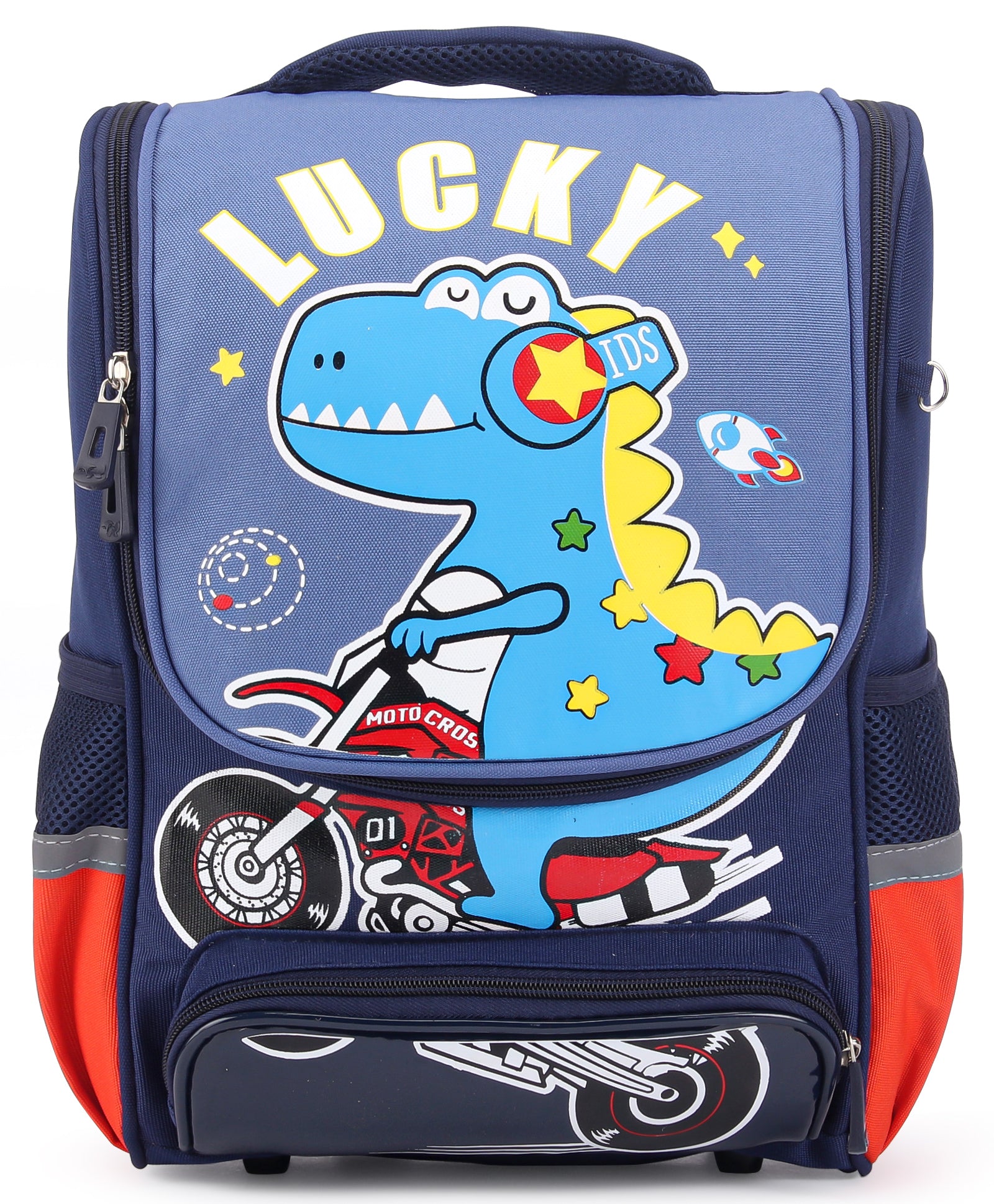 Dinosaur Print Front Open Backpack - Navy