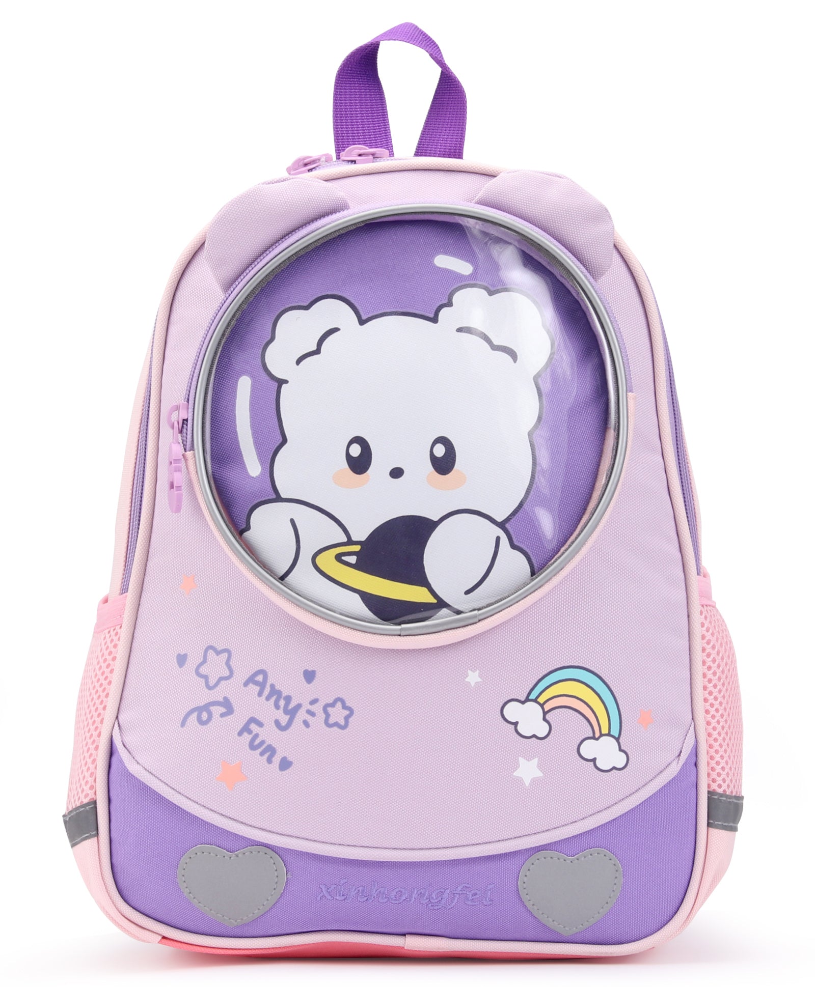 Teddy Design Front Pocket Backpack - Purple