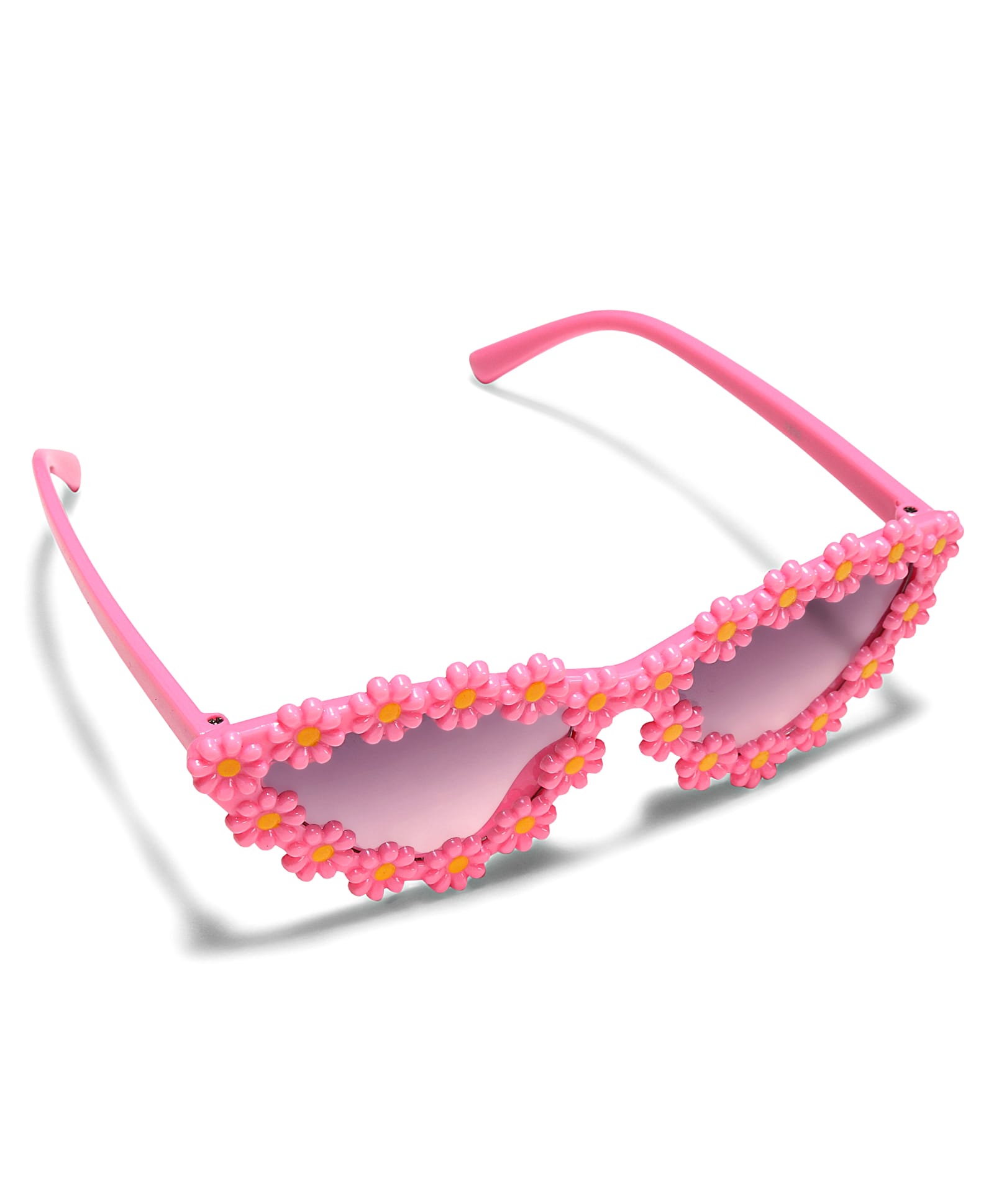 CAT EYES SHAPE FLOWER APPLIQUE SUNGLASSES