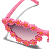 CAT EYES SHAPE FLOWER APPLIQUE SUNGLASSES