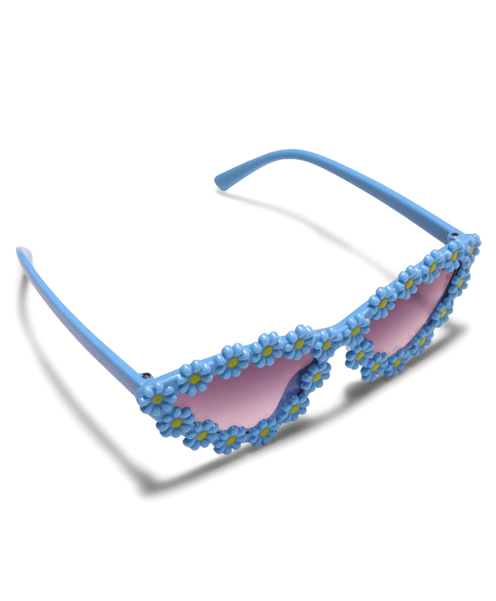 CAT EYES SHAPE FLOWER APPLIQUE SUNGLASSES