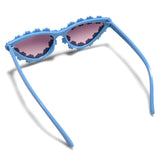 CAT EYES SHAPE FLOWER APPLIQUE SUNGLASSES