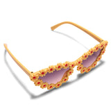 CAT EYES SHAPE FLOWER APPLIQUE SUNGLASSES
