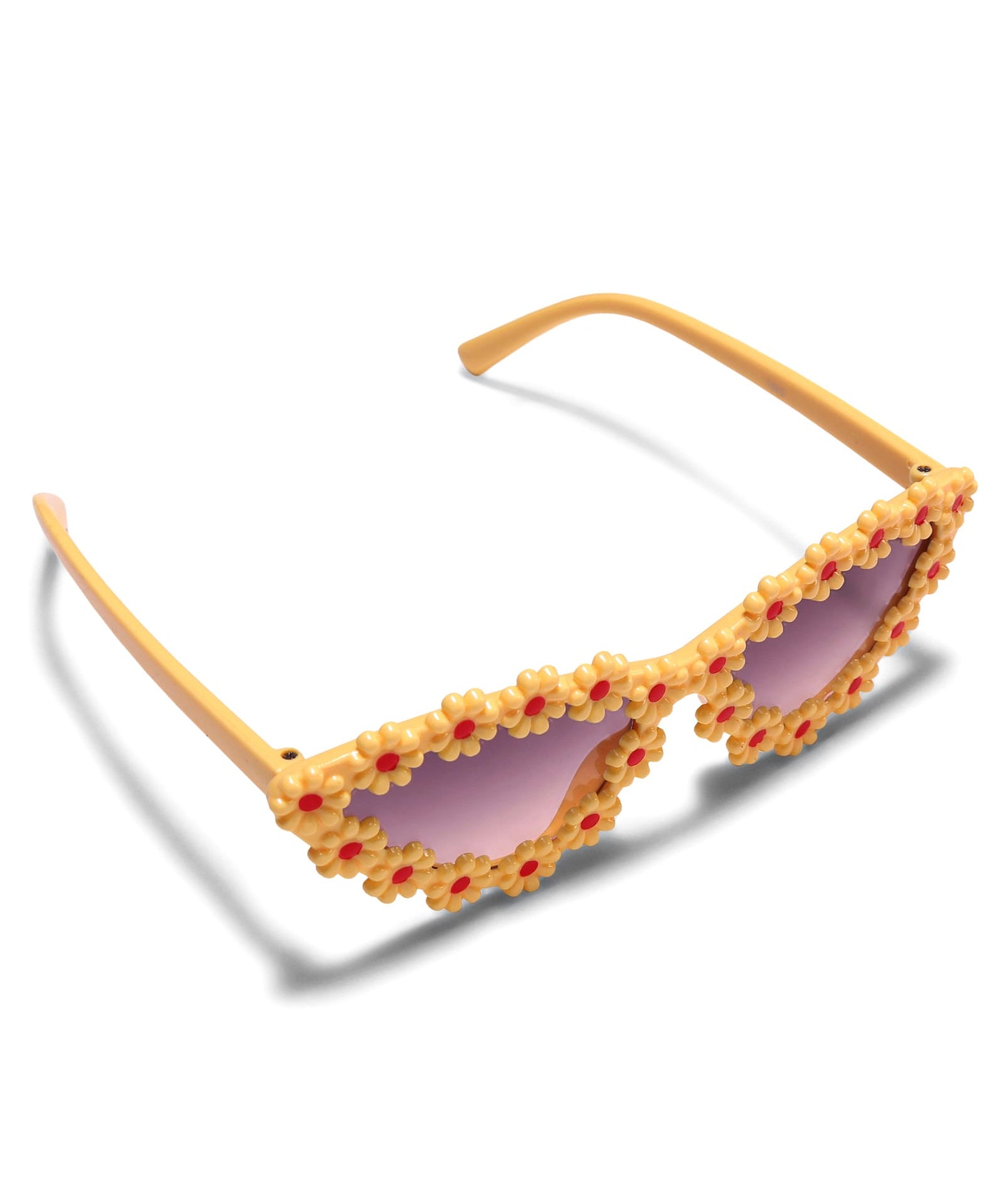 CAT EYES SHAPE FLOWER APPLIQUE SUNGLASSES